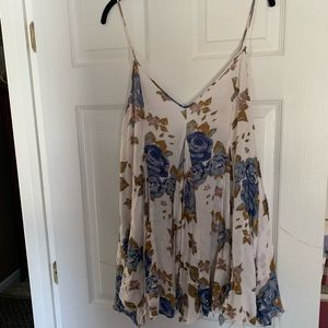 Free People pleated floral slip dress sz L EUC